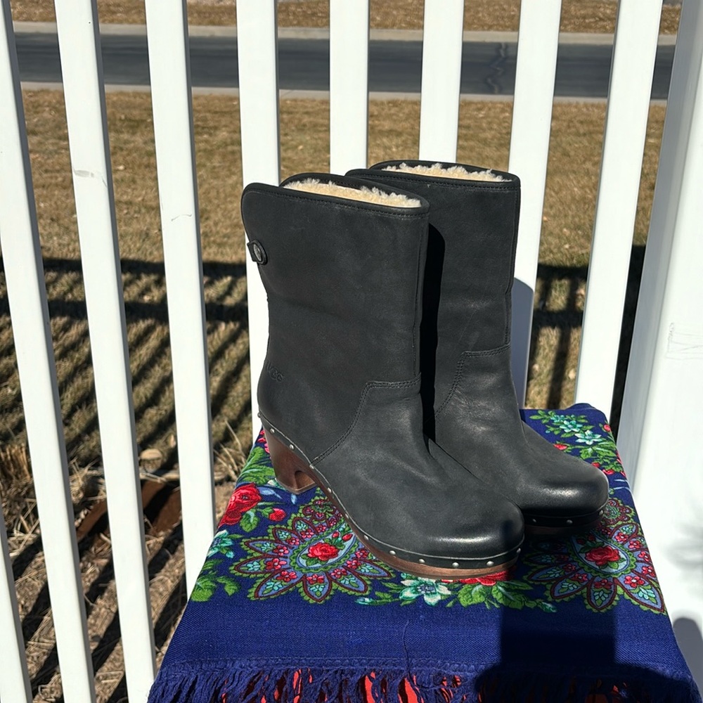 UGG Black Ankle Booties with Shearling